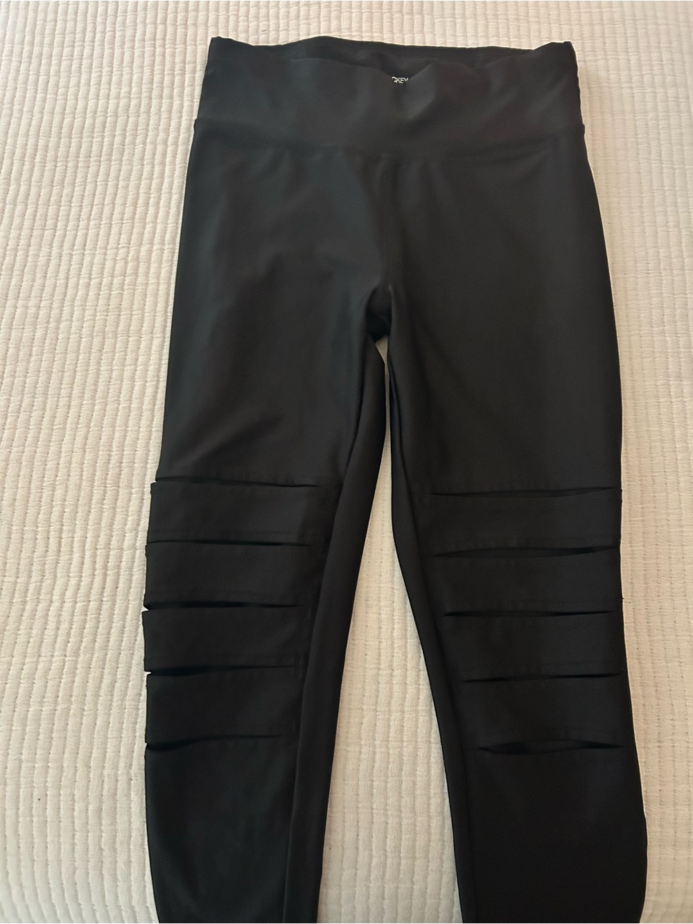 Jockey Black High-Waist Performance Leggings with Ribbed Knee Panels